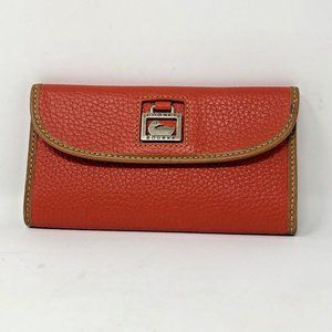 Dooney & Bourke Pebble Grain DILLEN Continental Clutch Wallet Checkbook Red NWOT